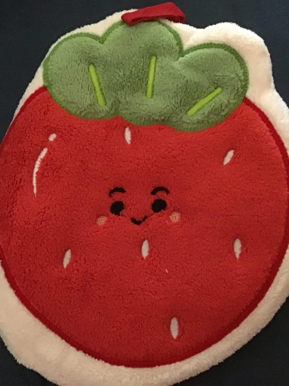 Cute Red Strawberry hand towel with Green Top